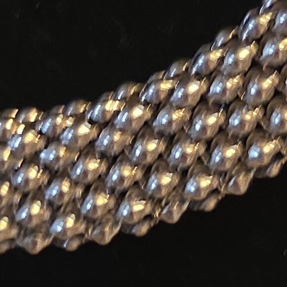 DSMK Stainless Steel Silver tone Thick Mesh Necklace Magnetic Closure Brutalist - Picture 5 of 9